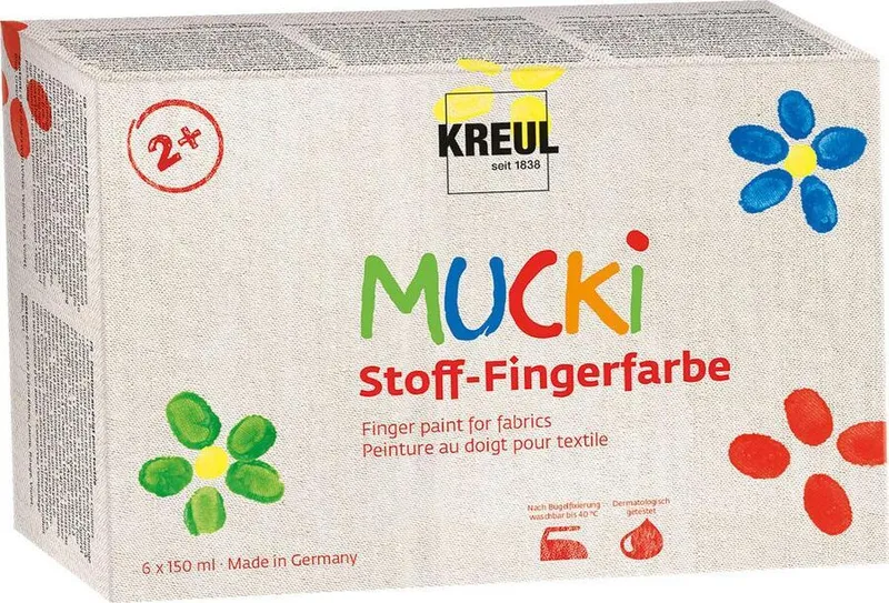 Hauptbild des Produkts Sada prstových barev na textil "MUCKI" 6 barev 150 ml, Hobby Line, KREUL