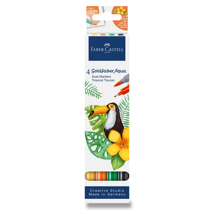 Hauptbild des Produkts Popisovač Faber-Castell Goldfaber Aqua Dual Marker Tropical Tucan [4 ks]