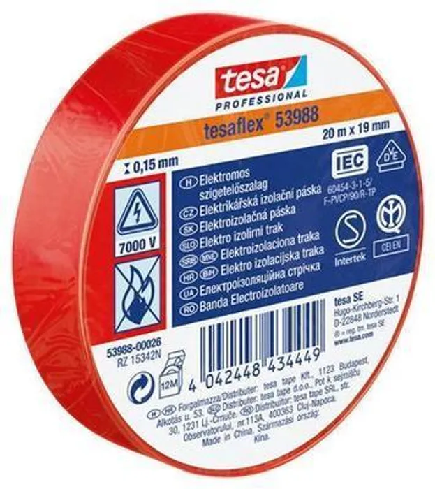 Hauptbild des Produkts Izolační páska "Professional", červená, 19 mm x 20 m, TESA