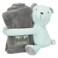 JUNIOR-Set - Decke 75 x 50 cm + Teddybär, grau/mint