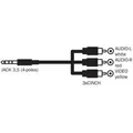 Audio Kabel Jack (3,5mm) M - 3x CINCH M, 1.5m, schwarz, Logo, Blister