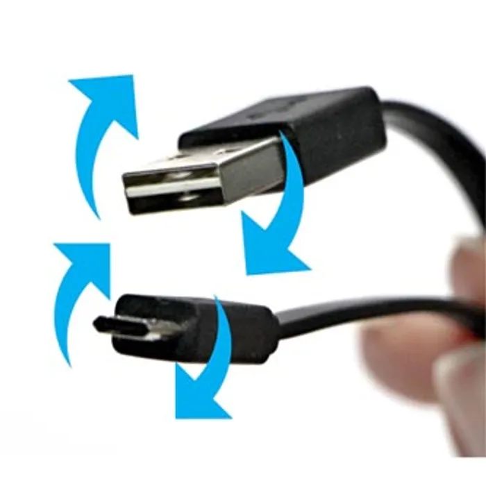 Hauptbild des Produkts Kabel USB (2.0), USB A M reversible- USB micro M reversible, 1m, plochý, černý