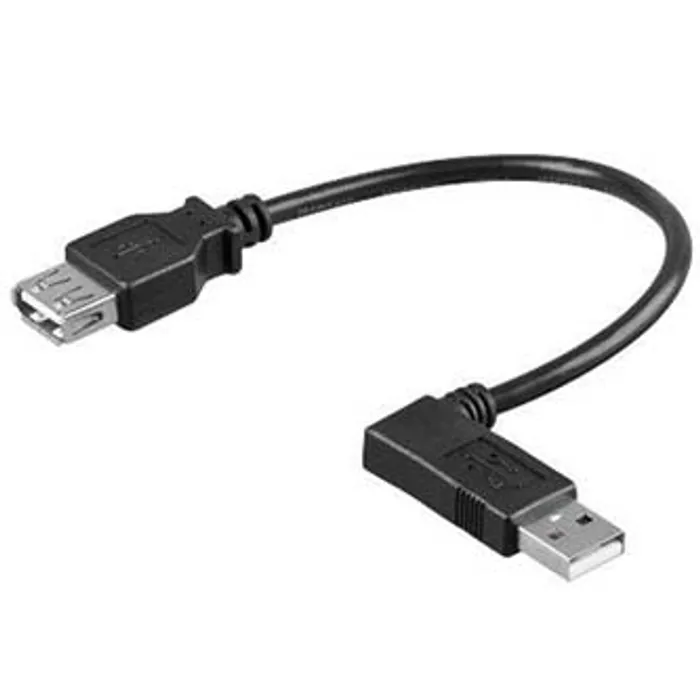 Hauptbild des Produkts Kabel USB (2.0), USB A M- USB A F, 0.1m, lomený 90°, černý