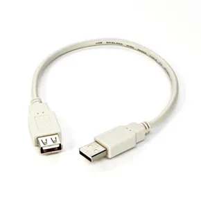 USB Kabel (2.0), USB A M - USB A F, 0.3m, schwarz/weiss, Logo, Blister