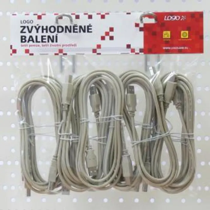 Hauptbild des Produkts Kabel USB (2.0), USB A M- USB B M, 3m, šedý, Logo, cena za 1 kus