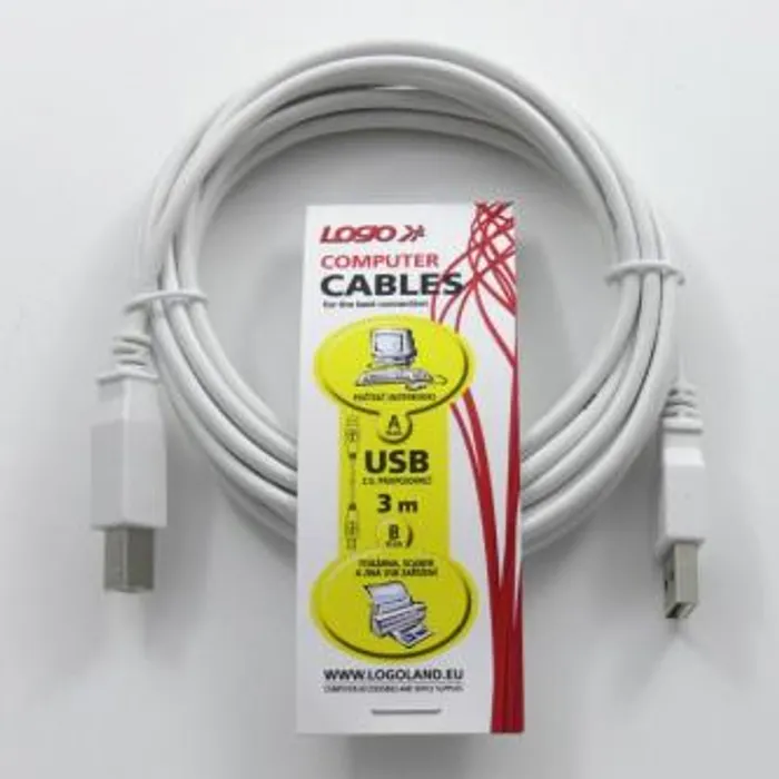 Hauptbild des Produkts Kabel USB (2.0), USB A M- USB B M, 3m, šedý, Logo