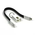 USB Kabel (2.0), USB A M - microUSB M, 0.2m, schwarz, Logo, Blister, Schlüsselring