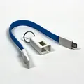Weiteres Produktbild USB Kabel (2.0), USB A M - microUSB M, 0.2m, blau, Schlüsselring