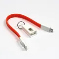 Weiteres Produktbild USB-Kabel (2.0), USB A M- USB micro B M, 0.2m, orange, Logo, blistr, Schlüsselring