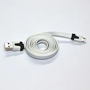USB Kabel (2.0), USB A M - microUSB M, 1m, flach, weiss