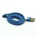USB Kabel (2.0), USB A M - microUSB M, 1m, flach, blau, Logo, Blister