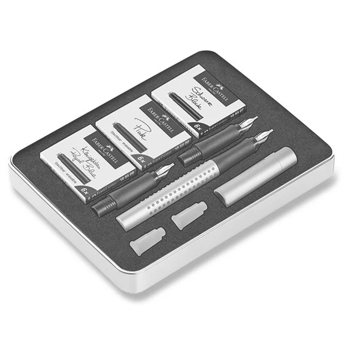 Hauptbild des Produkts Kaligrafické plnicí pero Faber-Castell Grip 2011 sada, stříbrná