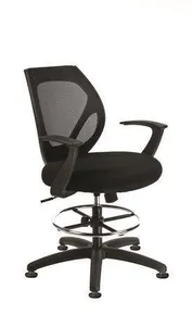 Büroerhöhungsstuhl "High", schwarz, ohne Rollen, schwarzes Kreuz, MaYAH