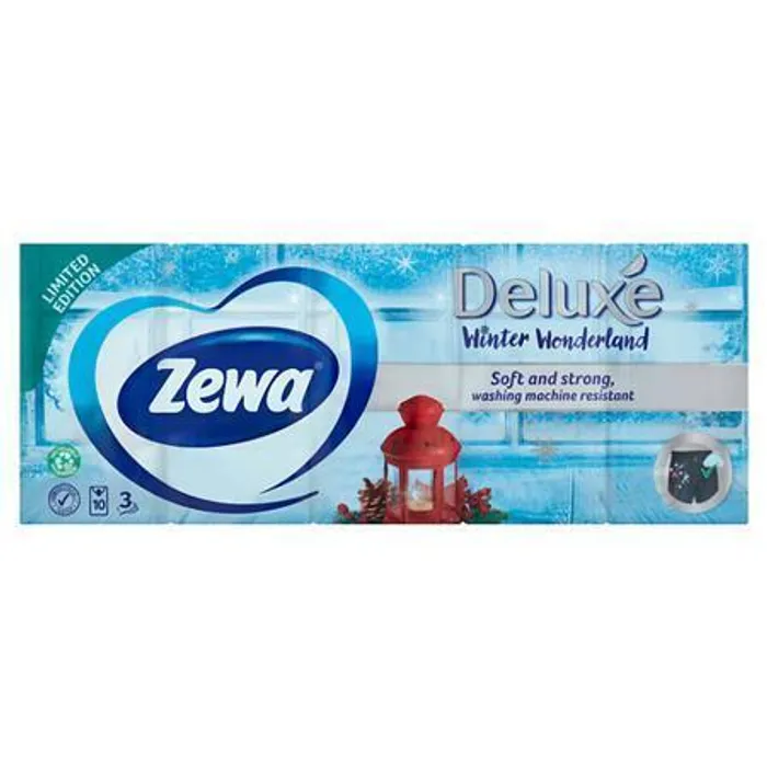 Hauptbild des Produkts Kapesníky, papírové, 3vrstvé, 10x10 ks, ZEWA "Deluxe", bez vůně