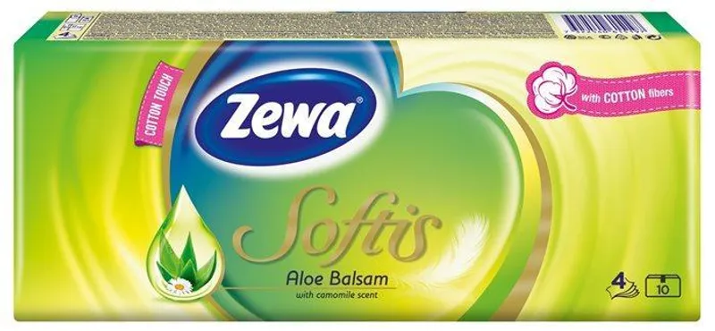 Hauptbild des Produkts Kapesníky, papírové, 3vrstvé, 10x10 ks,  ZEWA "Softis", classic