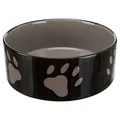 Keramikschale - braun/dunkelgrau + Pfotenmotiv 0,8 l/ o 16 cm
