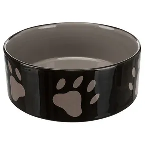 Keramikschale - braun/dunkelgrau + Pfotenmotiv 0,8 l/ o 16 cm