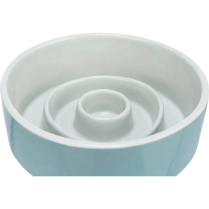 Hauptbild des Produkts Keramická miska k pomalému krmení, kruhy, šedomodrá 0,45 l/ o 14 cm