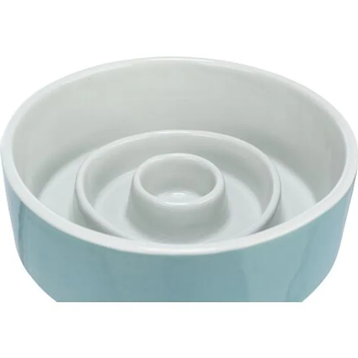 Hauptbild des Produkts Keramická miska k pomalému krmení, kruhy, šedomodrá 0,9 l/ o 17 cm