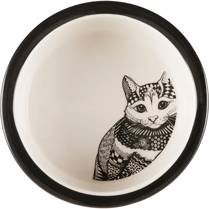 Hauptbild des Produkts Keramická miska Zentangle pro kočky 0,3l/12 cm bílo/černá