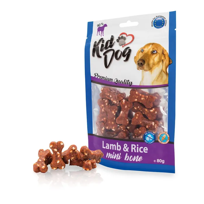 Hauptbild des Produkts KIDDOG jehněčí maso s rýží MINI kostičky 80 g