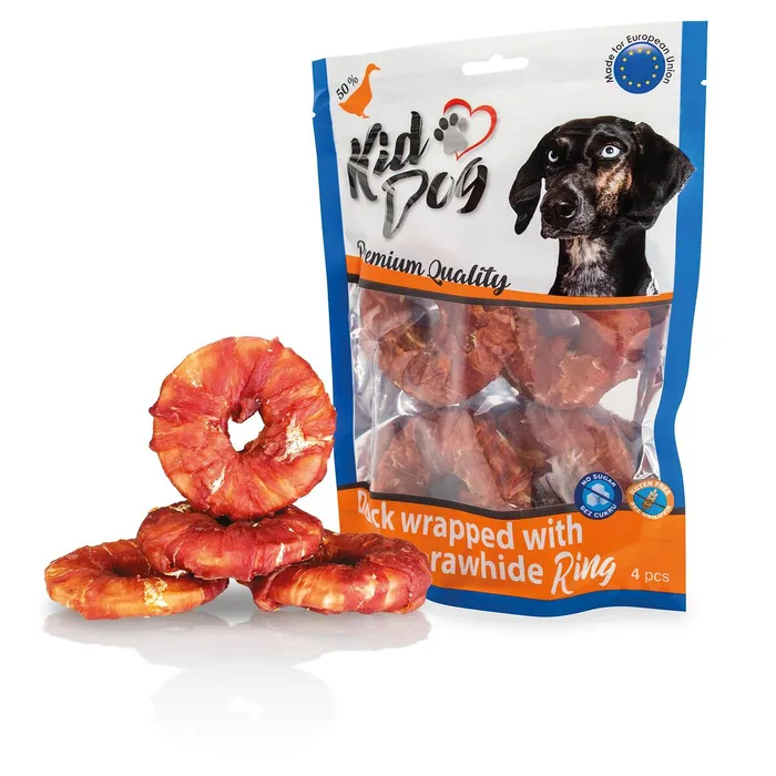 Hauptbild des Produkts KIDDOG kachní masíčko na buvolím 9 cm kroužku (4 ks/bal.)