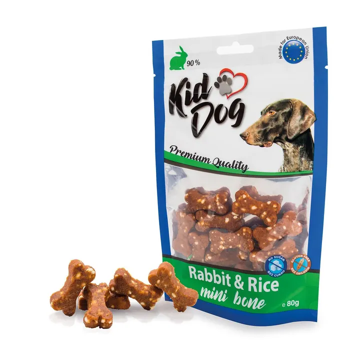 Hauptbild des Produkts KIDDOG králičí maso s rýží MINI kostičky 80 g