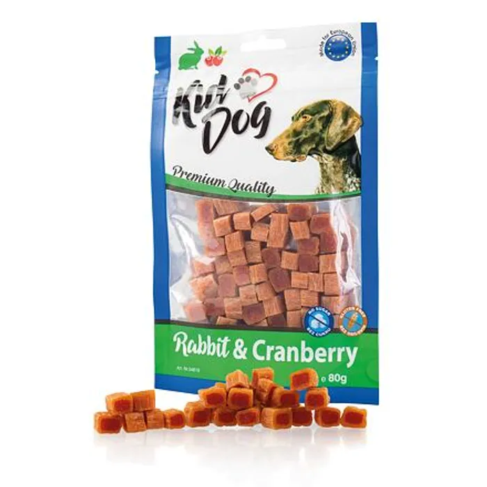 Hauptbild des Produkts KIDDOG mini kostičky s králíkem a brusinkami 80 g