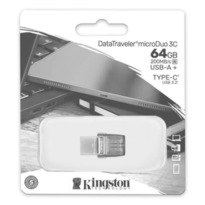 Hauptbild des Produkts Kingston USB flash disk OTG, USB 3.0 (3.2 Gen 1), 64GB, Data Traveler microDuo3 G2, stříb