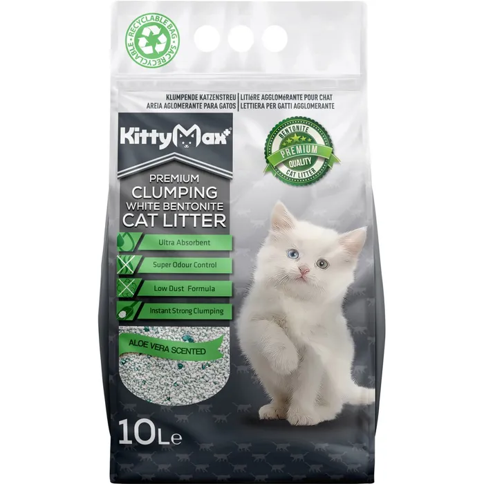 Hauptbild des Produkts KITTYMAX hrudkující, bezprašný bílý bentonit ALOE VERA 10 l