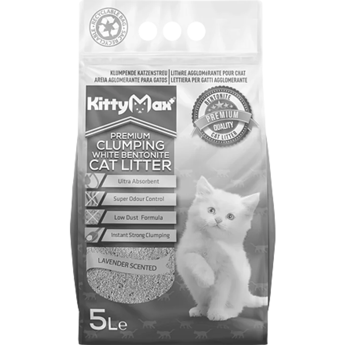 Hauptbild des Produkts KITTYMAX hrudkující, bezprašný bílý bentonit LAVENDER 5 l