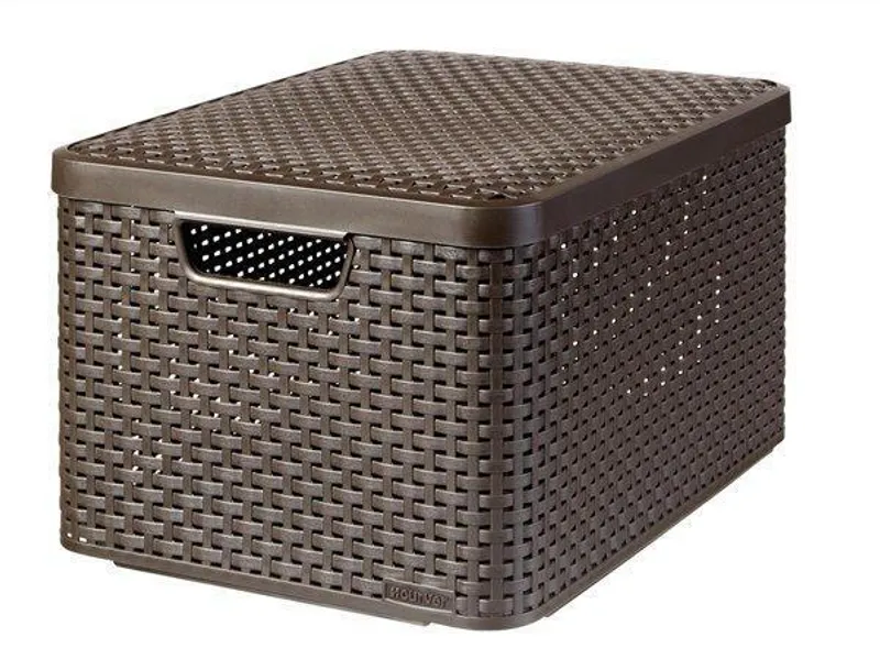 Hauptbild des Produkts Košík, umělý ratan, s víkem, 30 l, čokoládově hnědý, CURVER