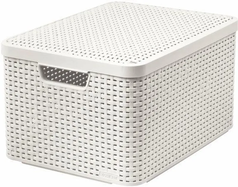 Hauptbild des Produkts Košík, umělý ratan, s víkem, 30 l, krémový, CURVER
