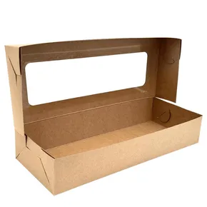Dessertbox mit Fenster 13 x 33 x 6 cm BRAUN [50 Stck]