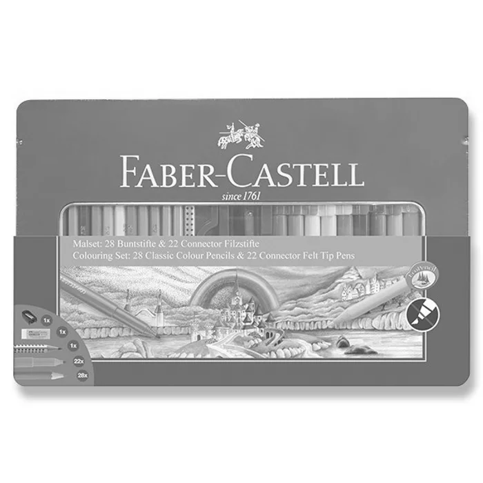 Hauptbild des Produkts Kreativní sada Faber-Castell - fixy Connector a pastelky 50 kusů