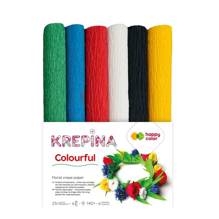 Hauptbild des Produkts Krepový papír Happy Color 25x100 cm - mix 6 barev Barevné