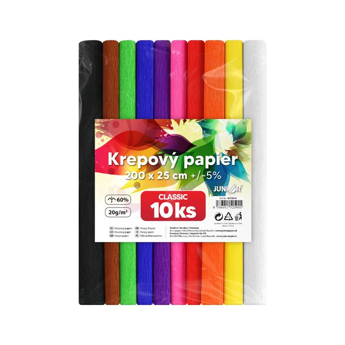 Hauptbild des Produkts Krepový papír - sada 10 barev, rozměr: 25 x 200 cm