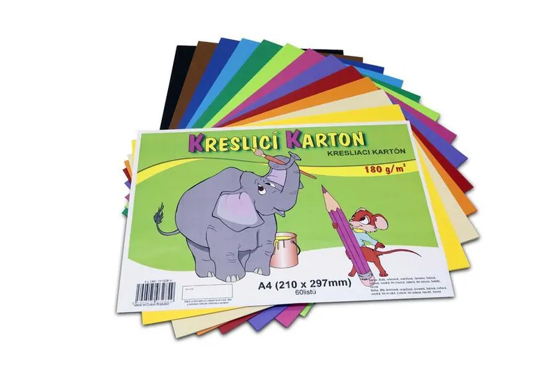 Hauptbild des Produkts Kreslící karton A4-180g mix 12 barev [60 listů]