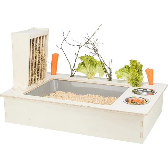 Hauptbild des Produkts Krmná stanice - bar + misky, jesličky - 70 x 41 x 47 cm, dřevo/nerez/plast