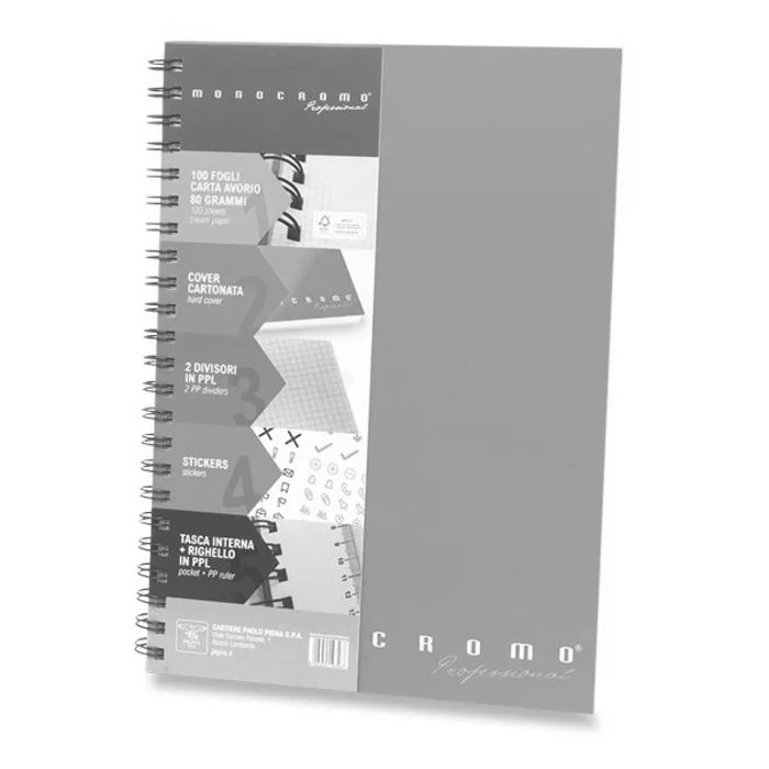 Hauptbild des Produkts Kroužkový blok Pigna Monocromo Professional A4, čtverečkovaný, 100 listů, mix barev