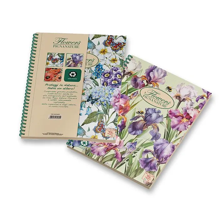 Hauptbild des Produkts Kroužkový blok Pigna Nature Flowers A4, čtverečkovaný, 135 listů, mix motivů