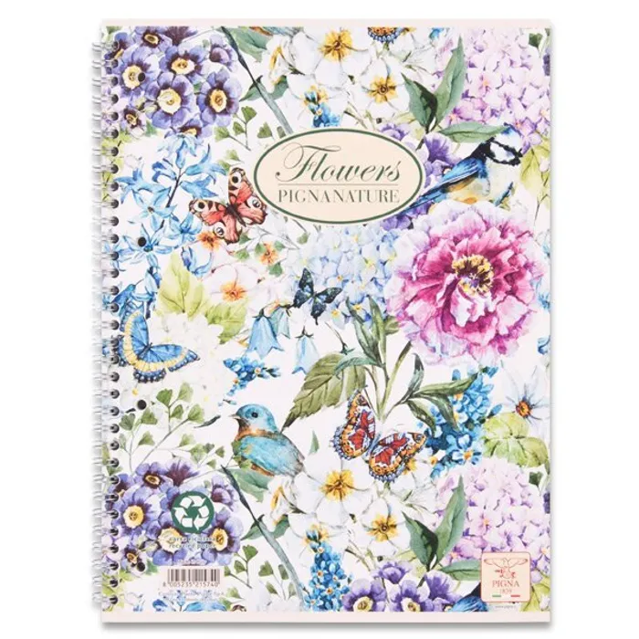 Hauptbild des Produkts Kroužkový blok Pigna Nature Flowers A4, čtverečkovaný, 60 listů, mix motivů