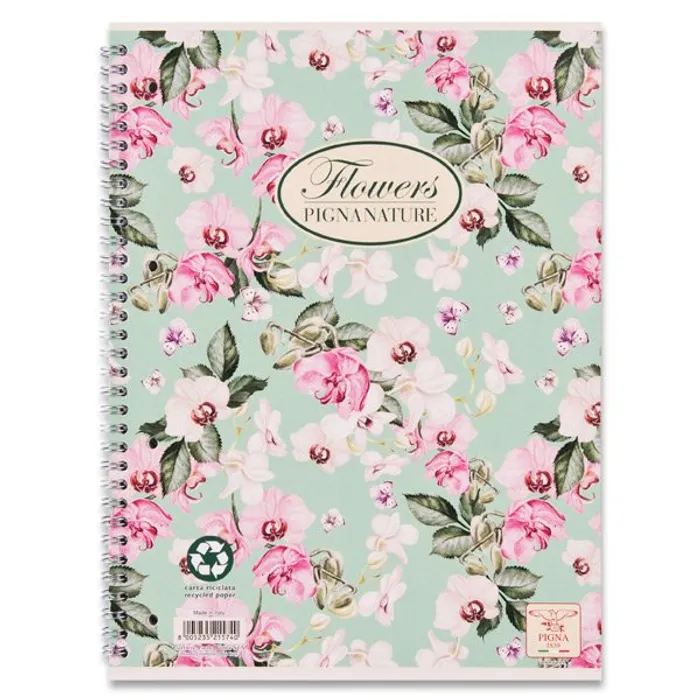 Hauptbild des Produkts Kroužkový blok Pigna Nature Flowers A4, linkovaný, 60 listů, mix motivů