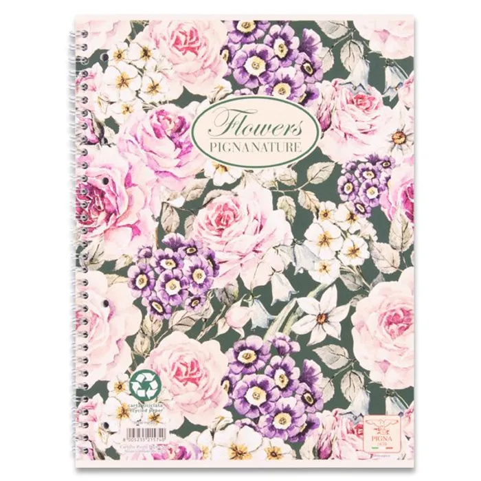 Hauptbild des Produkts Kroužkový blok Pigna Nature Flowers A5, čtverečkovaný, 60 listů, mix motivů