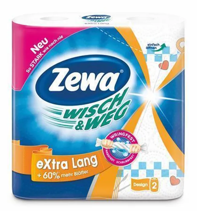 Hauptbild des Produkts Kuchyňské utěrky "Wisch&Weg extra lang", 2vrstvé, 2 role, ZEWA