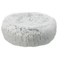 Rundes Bett HARVEY, weicher Bezug mit langem Flor, weiß/schwarz, 80 cm