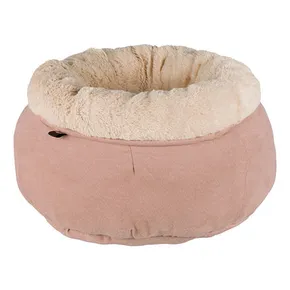 Rundes Bett ELSIE Plüsch 45 cm beige