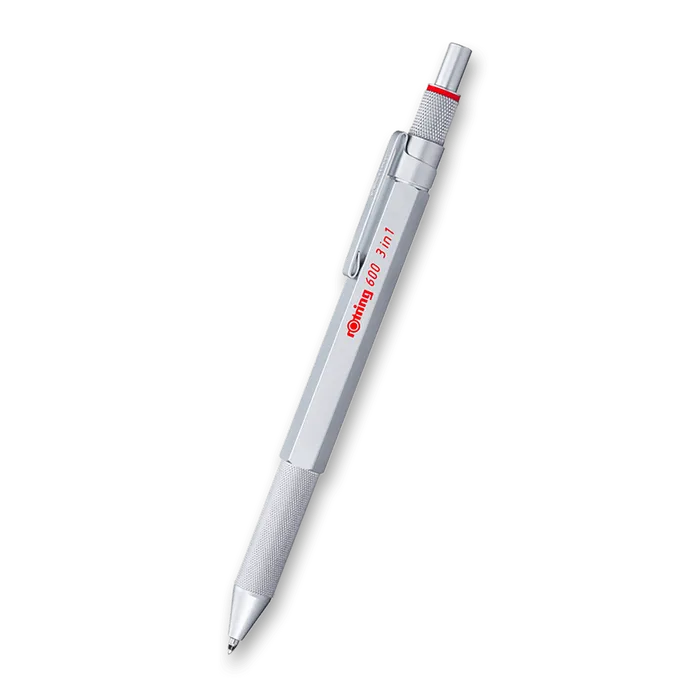 Hauptbild des Produkts Kuličková tužka Multipen Rotring 600 Silver 3 v 1 ,3 barvy + mechanická tužka 0,5mm