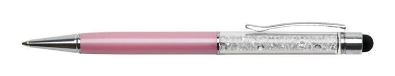 Hauptbild des Produkts Kuličkové dotykové pero s bílými krystaly "MADE WITH SWAROVSKI ELEMENTS",, růžová, 14 cm