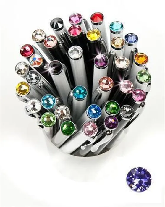 Hauptbild des Produkts Kuličkové pero, SWAROVSKI® Crystals, bílá, 14cm "Elegante", krystal tanzanite purpurová
